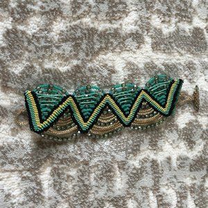 Colorful Yarn and Beaded Thick Wrap Bracelet